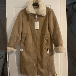 Zara camel faux fur coat